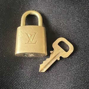 Authentic LV lock & key #308 Louis Vuitton padlock for bags purse brass gold